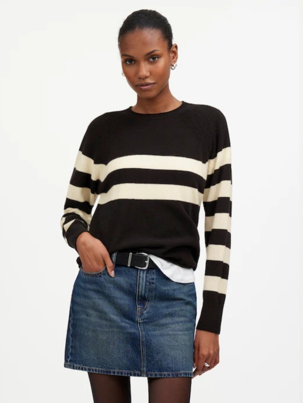 Madewell Cashmere Raglan Sweater in Stripe